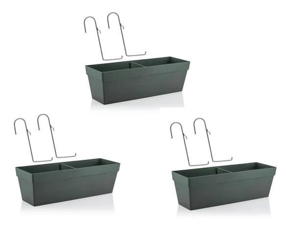 Omnipazar SO-YB02A Askılı Yalı Balkon Saksı 10.8 lt Antrasit 3 Adet ürün görseli