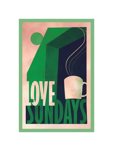 Love Sundays Yazılı Kahve Temalı Hediye Not Kartı & Minimal ve Anlamlı Tasarım  10 x 15 cm