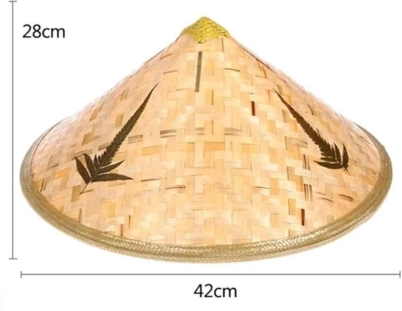 Naturel Renk Cambodia Kamboçyalı Vietnam Şapkası Pvc Hasır - Resim 3