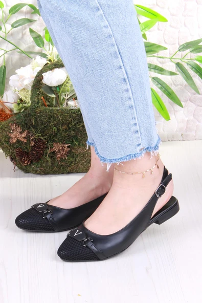 Fort 5056 Taş Toka Detaylı Şık Rahat Arkası Açık Kadın Babet - Resim 2