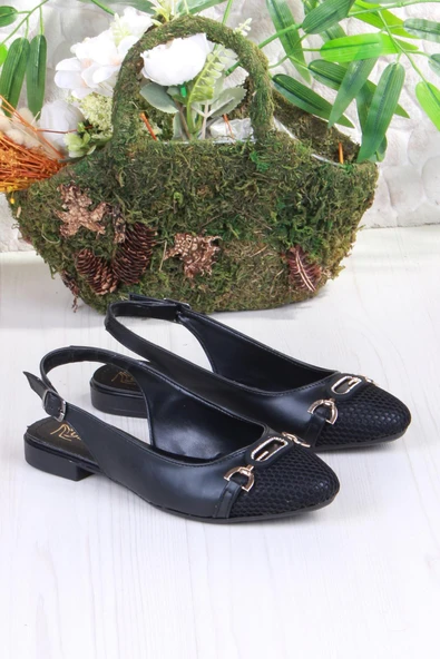 Fort 5057 Taş Toka Detaylı Şık Rahat Arkası Açık Kadın Babet - Resim 4