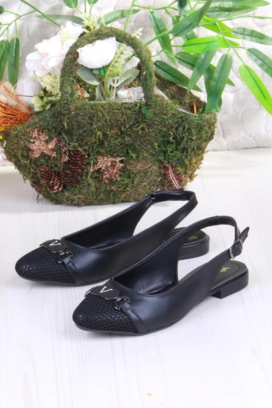 Fort 5056 Taş Toka Detaylı Şık Rahat Arkası Açık Kadın Babet - Resim 5