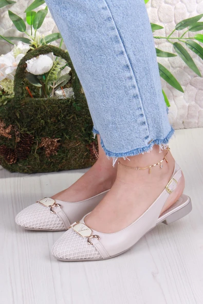 Fort 5056 Taş Toka Detaylı Şık Rahat Arkası Açık Kadın Babet - Resim 8