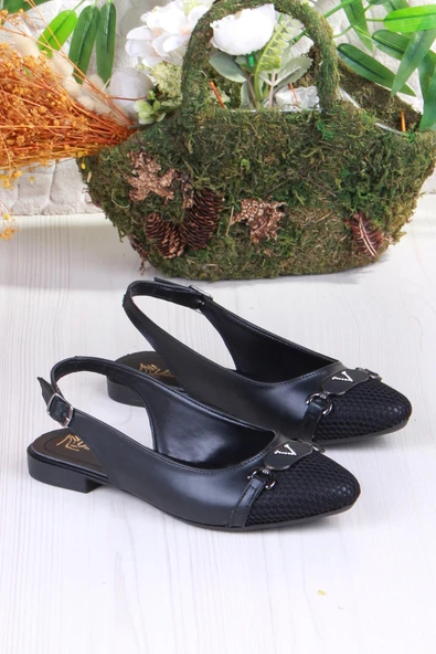 Fort 5056 Taş Toka Detaylı Şık Rahat Arkası Açık Kadın Babet - Resim 4