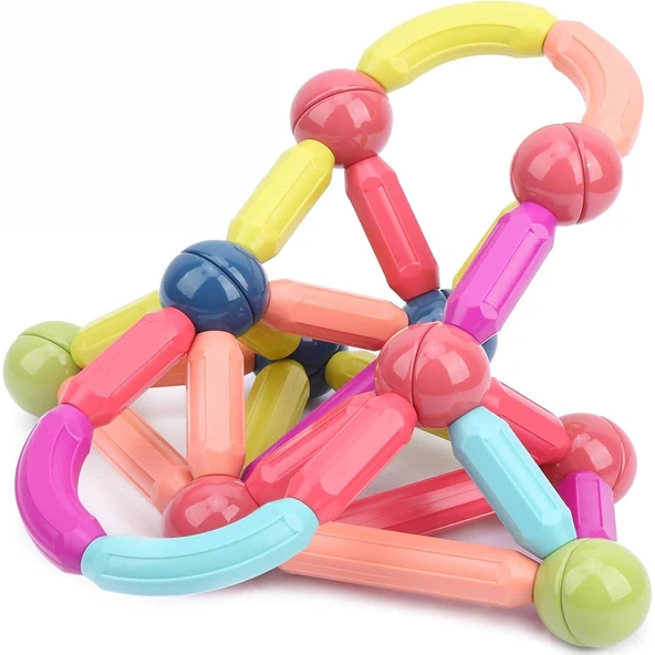 Mega Boy 42 Parça Manyetik Çubuklar ve Toplar Stem Oyuncağı Eğitici Zeka Geliştirici Oyuncak - 5