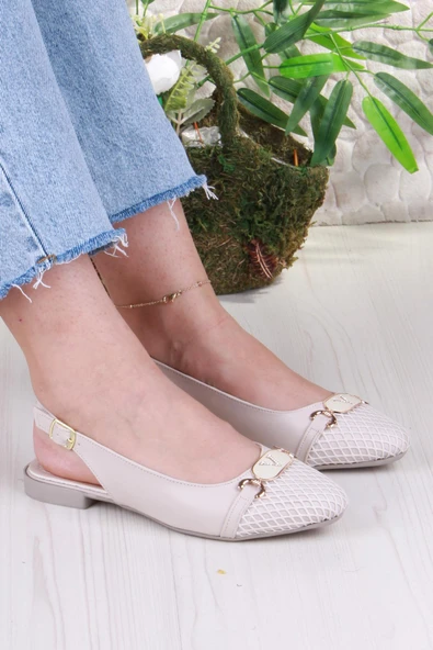 Fort 5056 Taş Toka Detaylı Şık Rahat Arkası Açık Kadın Babet - Resim 7