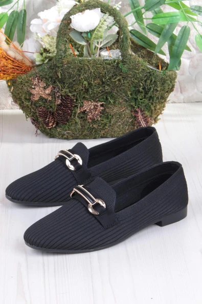 Fort 5058 Triko Toka Detaylı Şık Rahat Kadın Babet - Resim 5