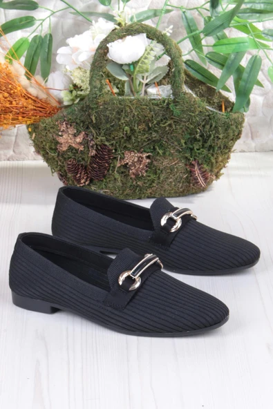 Fort 5058 Triko Toka Detaylı Şık Rahat Kadın Babet - Resim 4