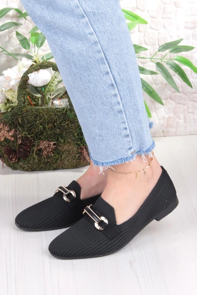 Fort 5058 Triko Toka Detaylı Şık Rahat Kadın Babet - Resim 2