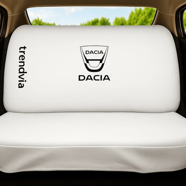 Dacia Logolu Beyaz Penye Ön ve Arka Oto Koltuk Kılıfı Takımı - 2