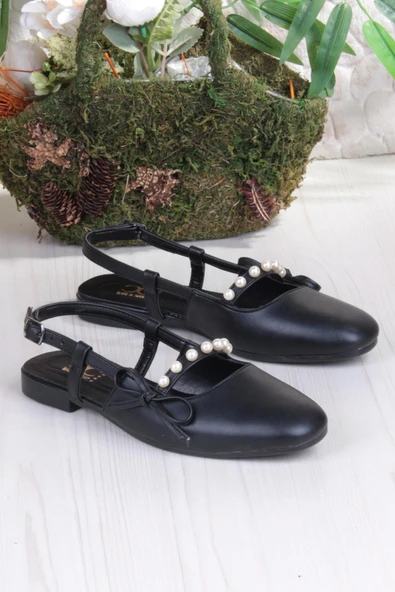 Fort 251 Ceyn İnci Toka Detaylı Şık Ev İş Ofis Rahat Günlük Ayakkabı Kadın Babet - Resim 4