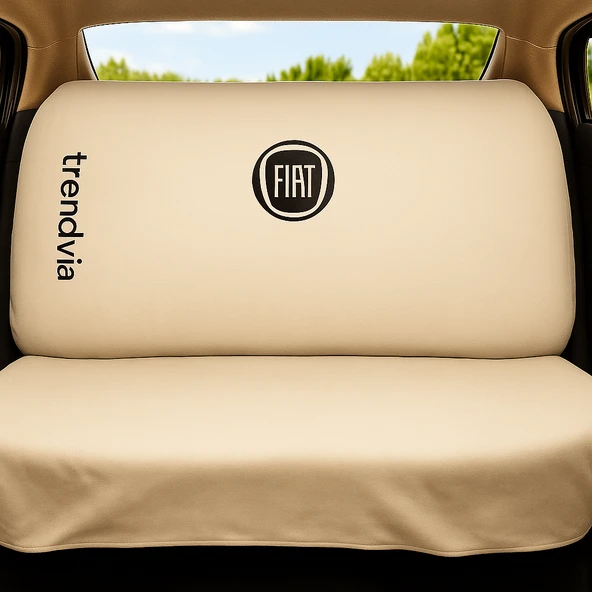 Açık Bej Fiat Logolu Penye Ön ve Arka Oto Koltuk Kılıfı Takımı  Servis Tipi Koltuk Koruyucu - 2