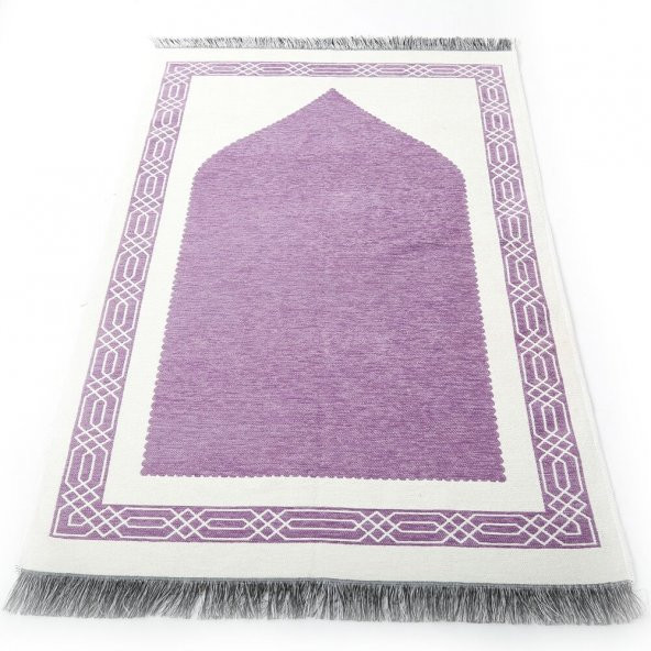 Hediyelik Çift Taraf Seccade Lila Krem 70x130 cm - 450 gr - 1