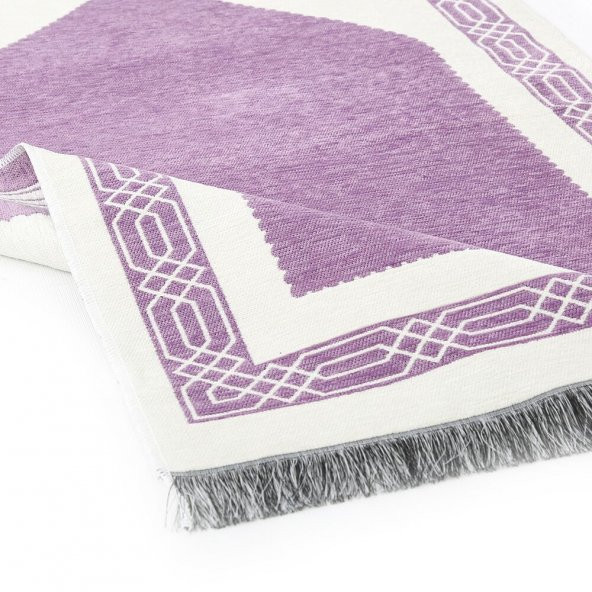 Hediyelik Çift Taraf Seccade Lila Krem 70x130 cm - 450 gr - 4