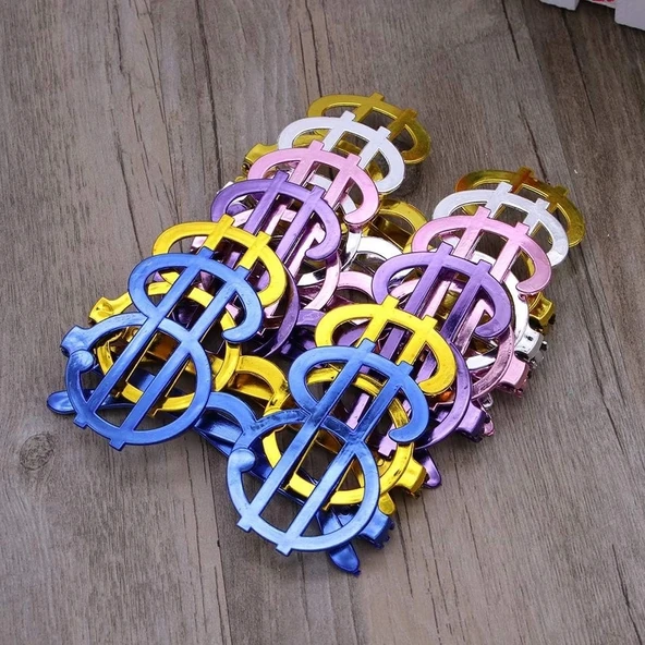 Dolar Şekilli Metalize Parti Gözlüğü 6 Adet - 4