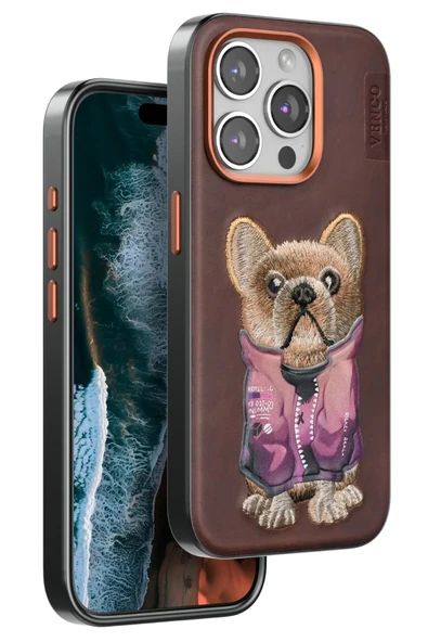 iPhone 11 Cute Desenli Kapak - Koyu Kahve - 2