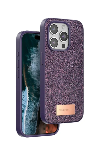 iPhone 15 Pro Bright Simli Kapak - Derin Mor