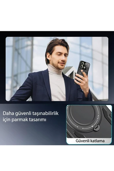 Xiaomi Redmi Note 13 Pro 5G Kılıf Joy Lens Standlı Kapak - Koyu Yeşil - 4