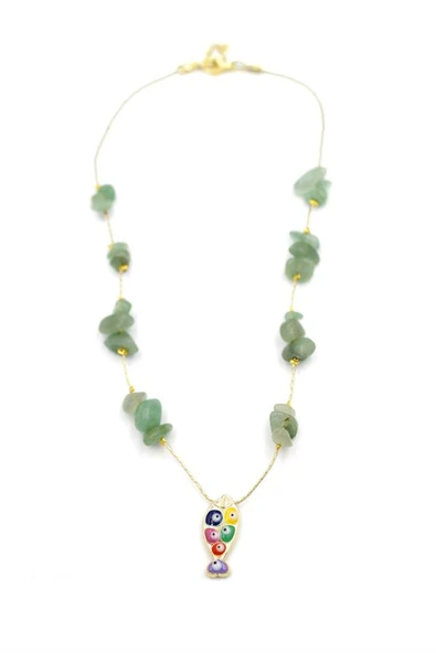 Kırıktaşlı Balık Kolye - Su Yeşili ürün görseli 1