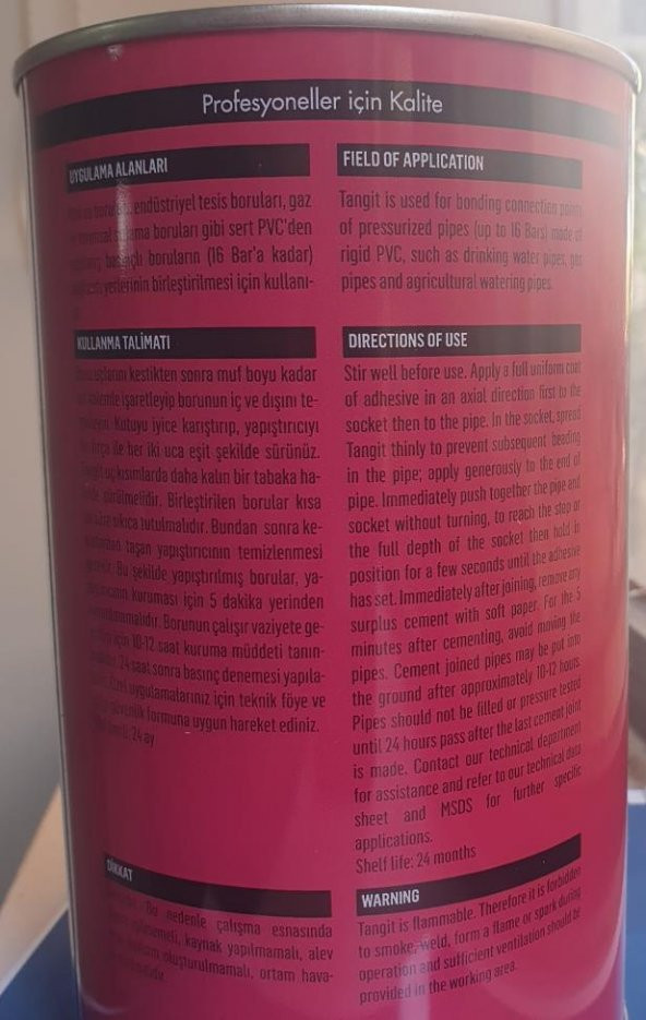 Henkel Tangit Sert Pvc Yapıştırıcı 1 Kg 1000 Gr PVC-U Yüksek Basınç Dayanımı Sert PVC ve Boru Alman Teknolojisi AGMair Agm Havalandırma - 3