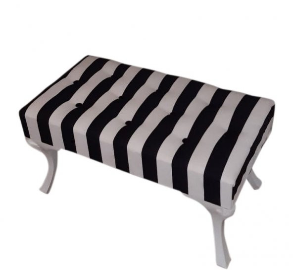 AYAK UCU PUF BENCH BANK KOLTUK SİYAH BEYAZ ÇİZĞİLİ KUMAŞ 120x40 EBATLI