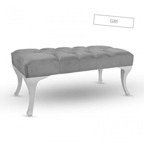 AYAK UCU PUF BENCH BANK KUMAŞ DÜĞMELİ GRİ 140X40 AĞAÇ İSKELET