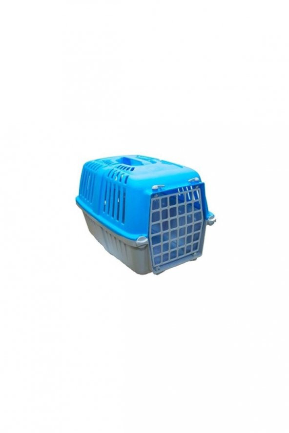 Plastik Kapaklı Kedi Köpek Taşıma Çantası Mavi Renk