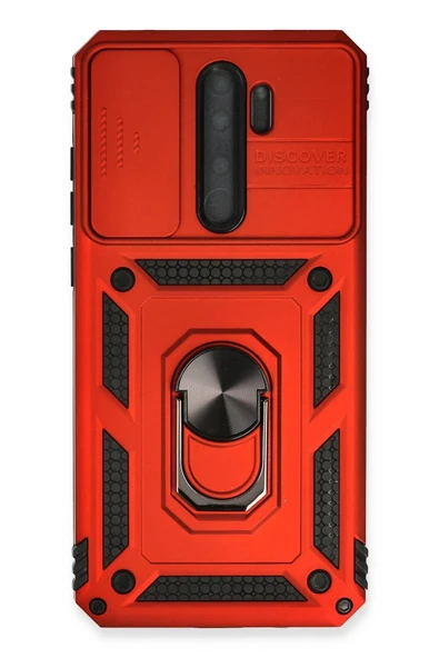 Xiaomi Redmi Note 8 Pro Kılıf Pars Lens Yüzüklü Silikon - Kırmızı - 1