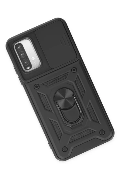 Xiaomi Redmi Note 9 4G Kılıf Pars Lens Yüzüklü Silikon - Siyah - 3