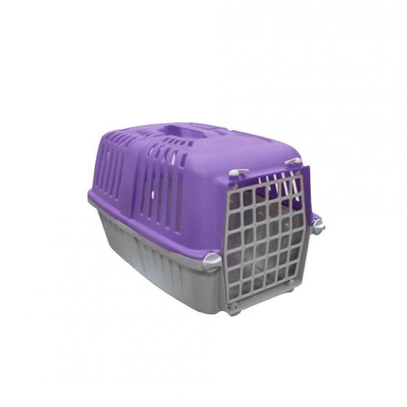 Plastik Kapaklı Kedi Köpek Taşıma Kabı Mor Renk