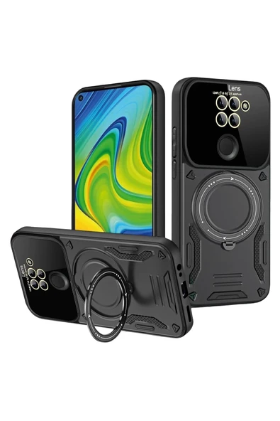 Xiaomi Redmi Note 9 Joy Lens Standlı Kapak - Siyah - 3