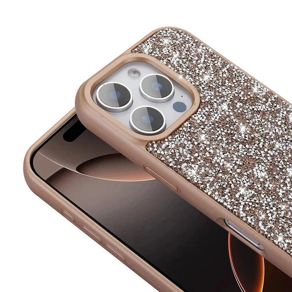 Apple iPhone 16 Pro Kılıf Parlak Taşlı Tasarım Zore Pırlanta Kapak - 11