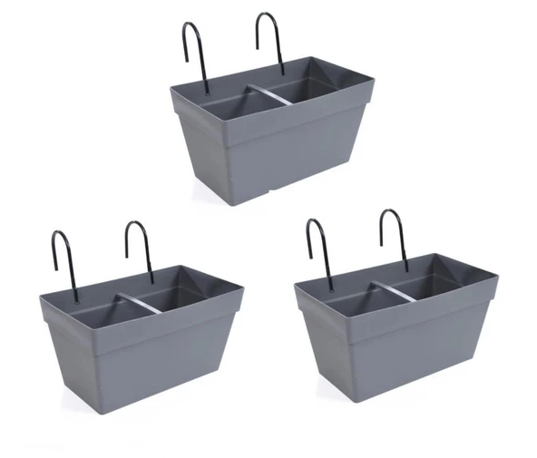 Omnipazar SO-YB01A Askılı Yalı Balkon Saksı 6.5 lt Antrasit 3 Adet ürün görseli