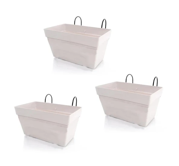 Omnipazar SO-YB01A Askılı Yalı Balkon Saksı 6.5 lt Kirli Beyaz 3 Adet - 1