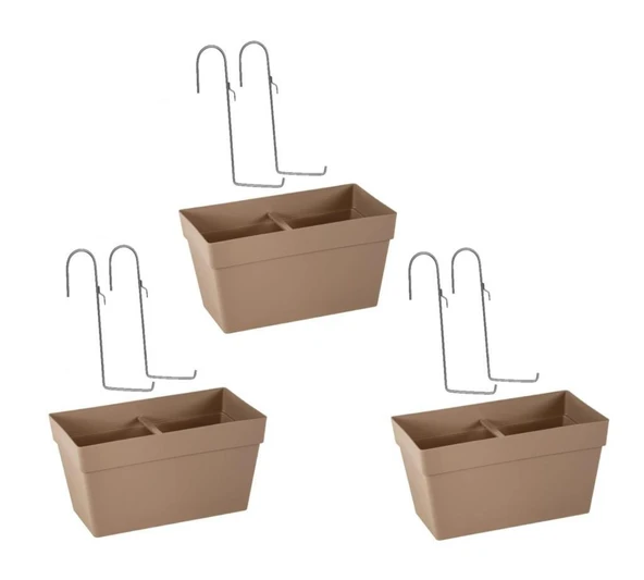 Omnipazar SO-YB01A Askılı Yalı Balkon Saksı 6.5 lt Mocha 3 Adet ürün görseli