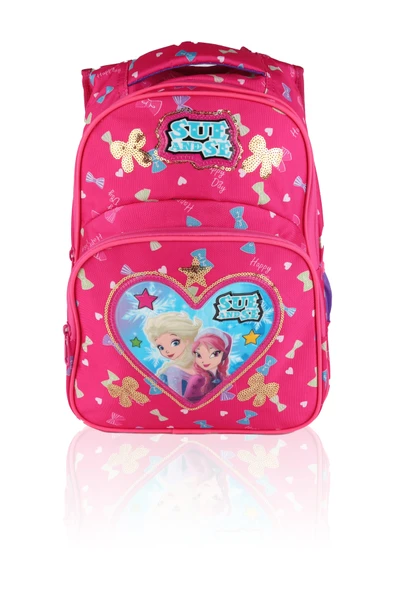 Lugmo 3 Lü İlkokul Çanta Seti Kız Çocuk Çantası Astarlı Love Sue Pembe - Resim 3