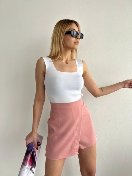 Kapaklı şort etek pudra s208 - Resim 5