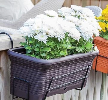 Omnipazar SO-HB01A Askılı Hasır Desen Balkon Saksı 6.5 lt Antrasit 3 Adet - Resim 3