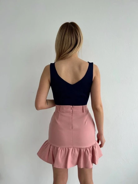 Altı fırfırlı etek pudra s24817 - 3