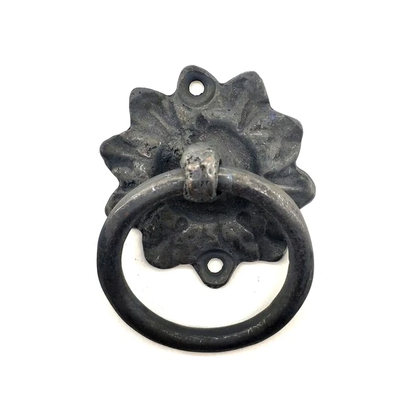 Antika Tarz Dekoratif Pirinç Çiçek Mobilya Kulbu, Kapı Kilit Halkası - 50mm, Oksit ürün görseli