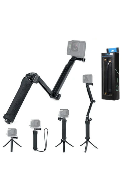 Katlanabilir 3 Way Çok Yönlü Aksiyon Kamera GoPro ile Uyumlu Tripod Monopod - Resim 5