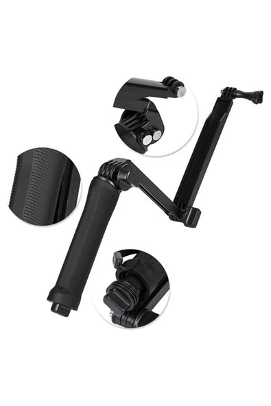 Katlanabilir 3 Way Çok Yönlü Aksiyon Kamera GoPro ile Uyumlu Tripod Monopod - Resim 7