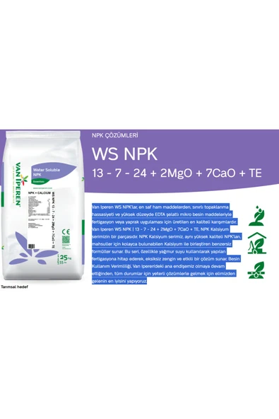 Van Iperen  Lipari 13 - 7 - 24 + 7 Cao+2 Mgo+te 2,5 Kg - Resim 2