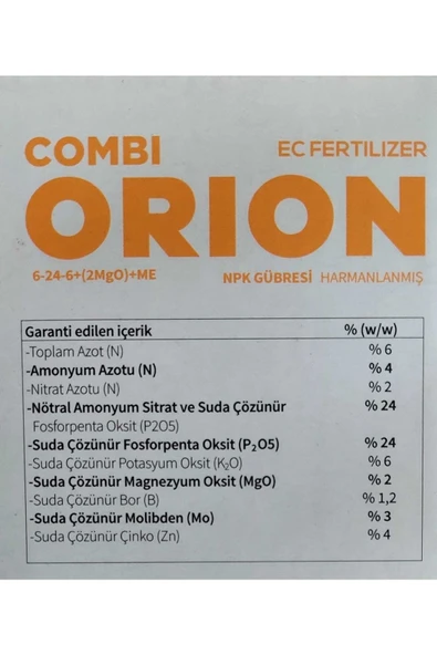 ecotalya  Orion (6-21--6+2 Mgo+1,2b+3mo+4zn ) 1 Kg Mikro Elementli Gübre - Resim 2