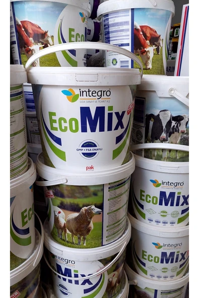 İntegro  -pakmaya Ecomix Ruminant Hayvan Vitamin Mineral Premiks Tamamlayıcı Yem Katkı 15 Kg Kova
