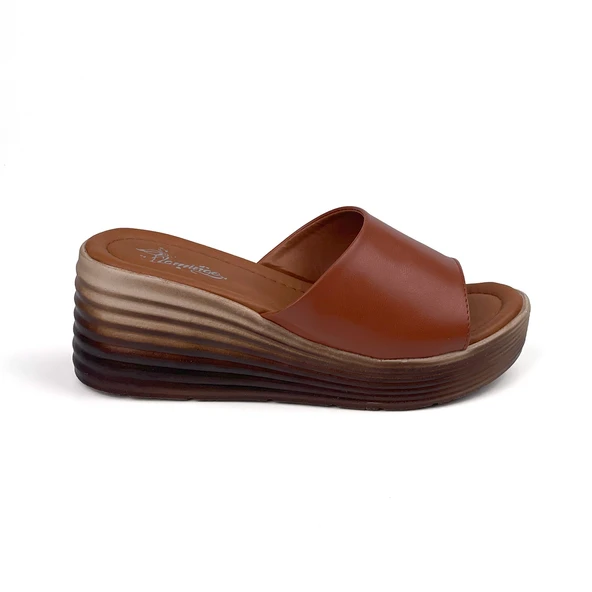 Kadın Taba Dolgu Topuklu Günlük Rahat Terlik - Resim 2