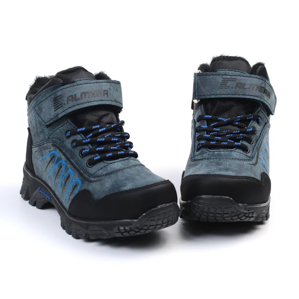 Unisex Çocuk Lacivert Siyah İçi Kürklü Kışlık Termo Taban Suya Soğuğa Dayanıklı Günlük Rahat Outdoor Bot - 3