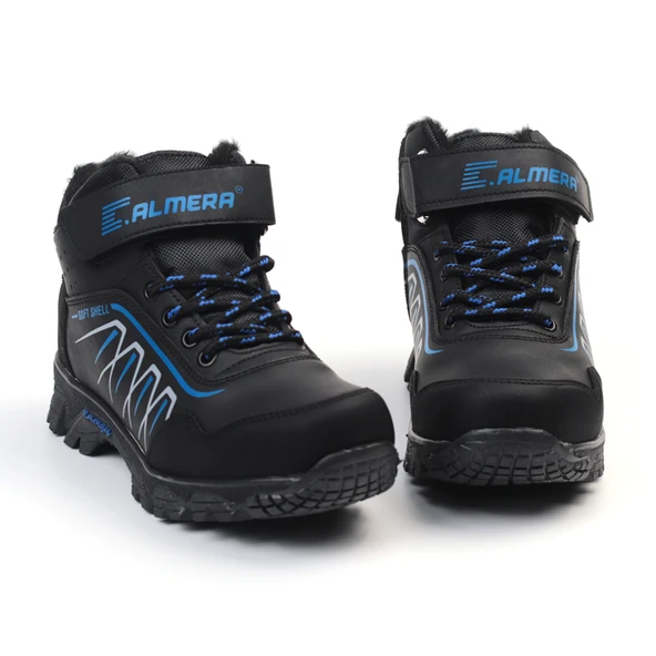 Unisex Çocuk Siyah Sax İçi Kürklü Kışlık Termo Taban Suya Soğuğa Dayanıklı Günlük Rahat Outdoor Bot - 3