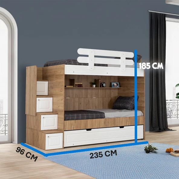 EVİMŞAH 90 190 3 LÜ YAVRU YATAKLI CEVİZ / BEYAZ MEMBRAN RANZA - 6