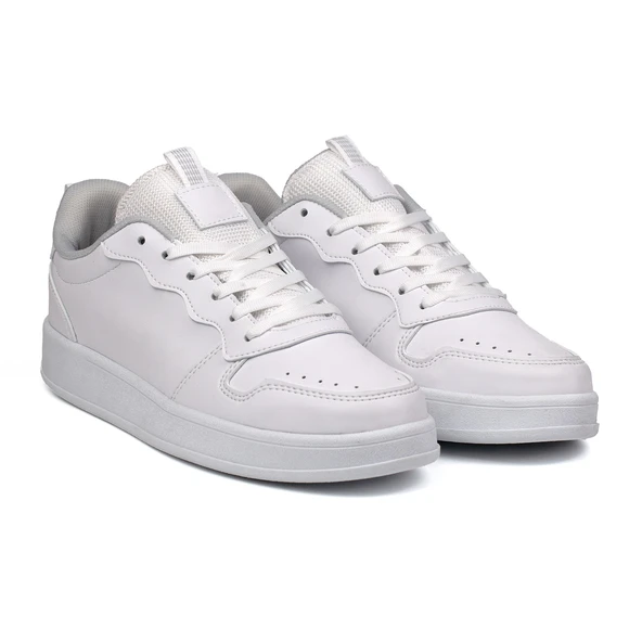 Unisex Beyaz Bağcıklı Rahat Günlük Sneaker Spor Ayakkabı ürün görseli 1